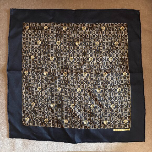 Hermes Patterned Silk Pocket Square - Picture 1 of 4